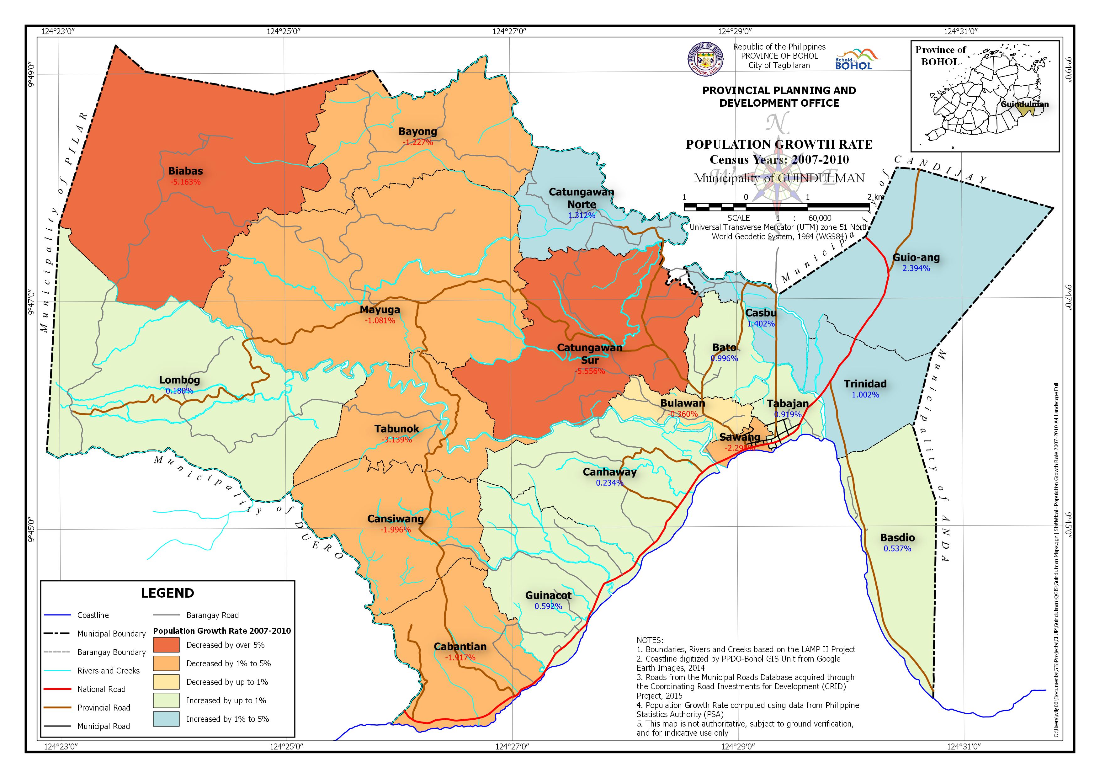 Population Growth Rate 2007-2010 Map